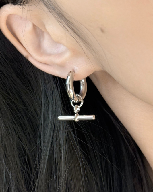 Chunky T Bar Hoop Earrings (2-way)