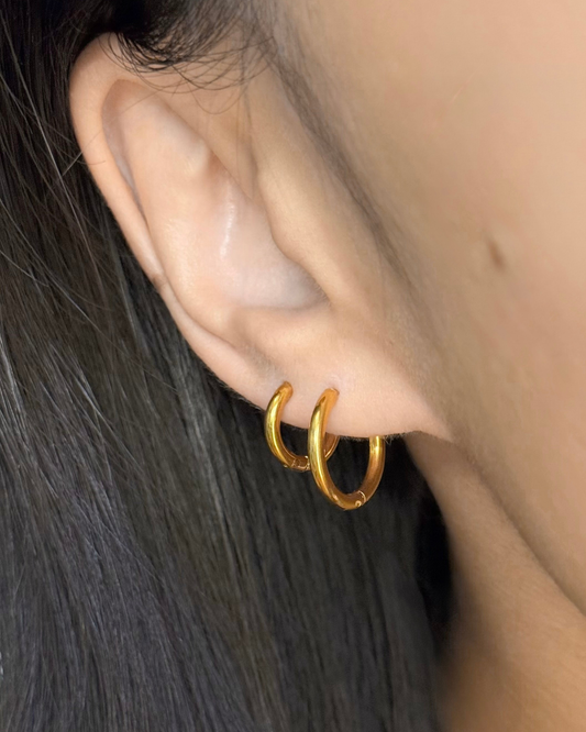 復古大小素圈耳環組合