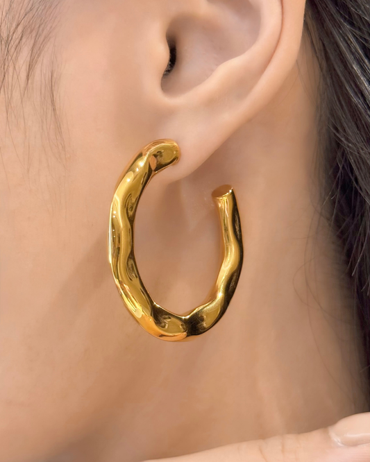 歐美誇張波浪面大圈耳環