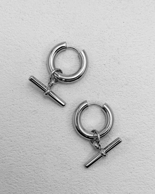 Chunky T Bar Hoop Earrings (2-way)