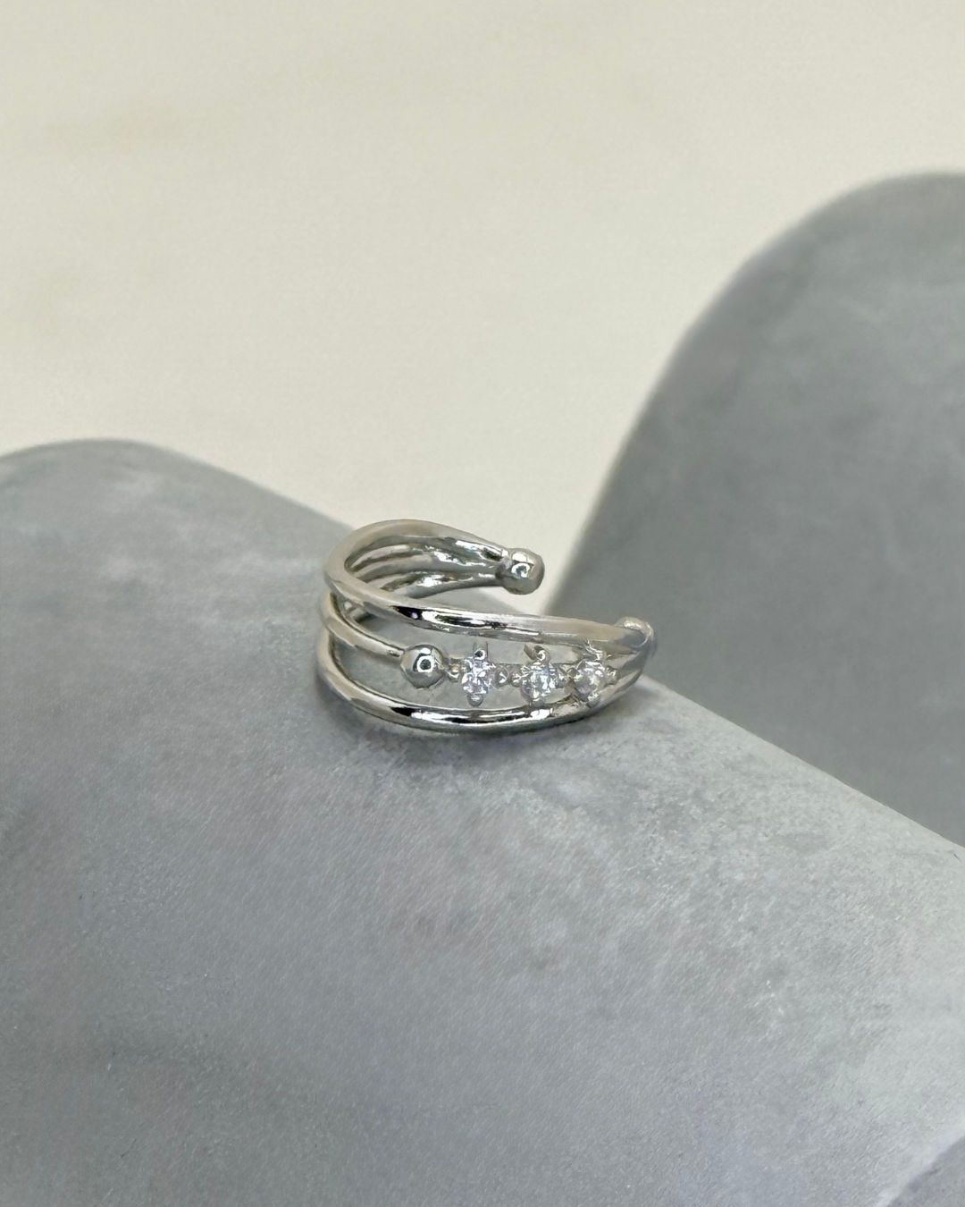 Triple Layer Cubic Zirconia Ear Cuff