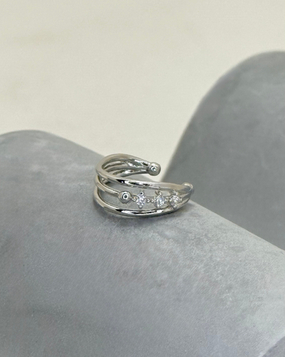Triple Layer Cubic Zirconia Ear Cuff