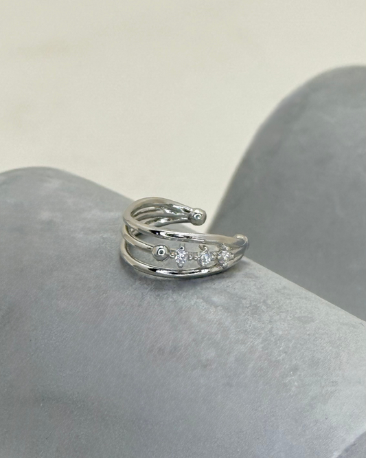 Triple Layer Cubic Zirconia Ear Cuff