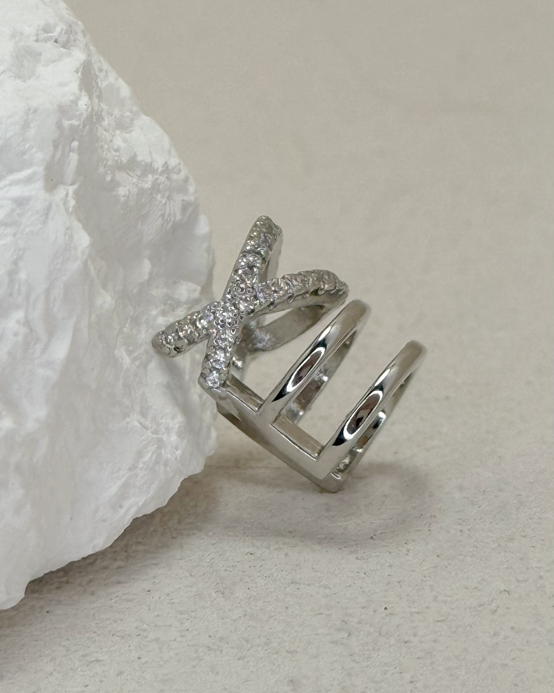 Criss-Cross Cubic Zirconia Ear Cuff