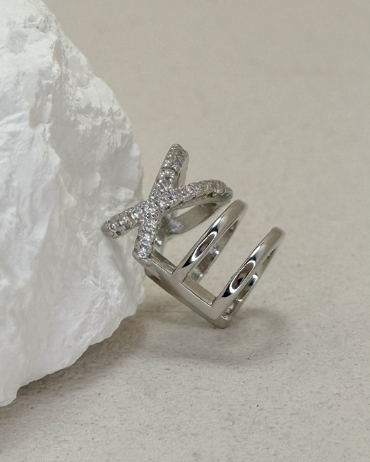 Criss-Cross Cubic Zirconia Ear Cuff