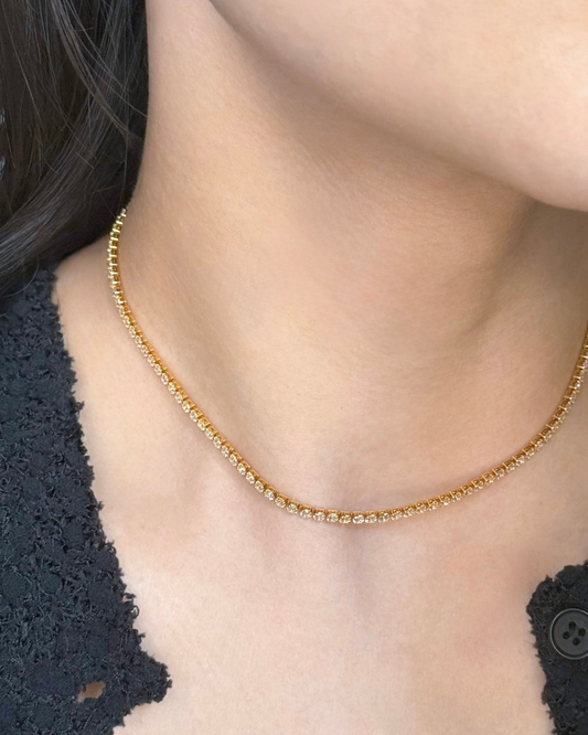 方形鋯石網球頸鍊