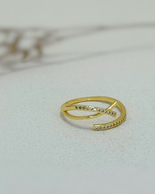 Minimalist Cubic Zirconia Criss-Cross Open Ring