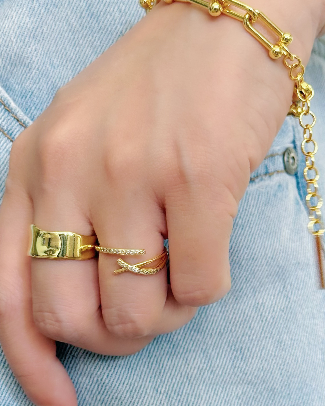 Minimalist Cubic Zirconia Criss-Cross Open Ring