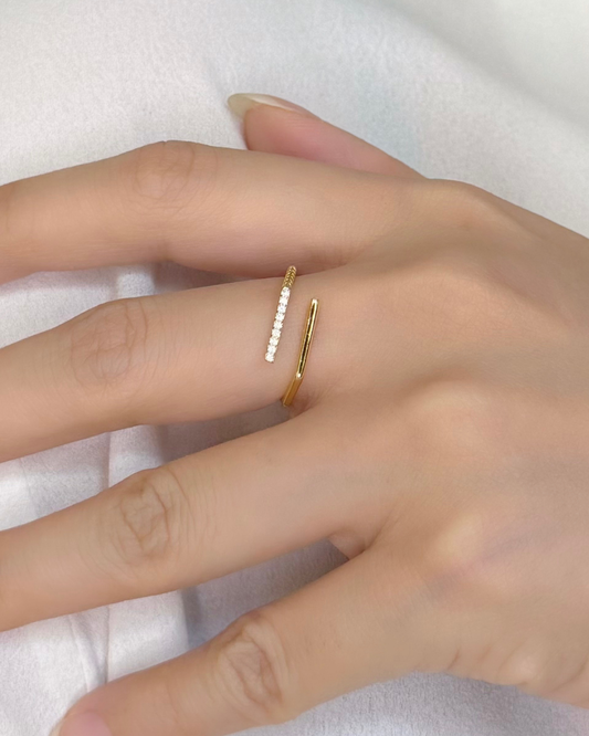 Cubic Zirconia Hexagon Open Ring