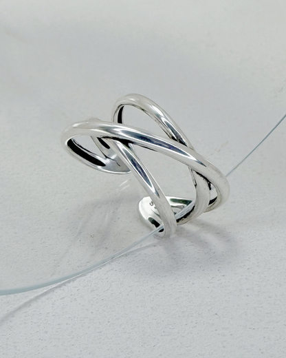 多層線條交錯開口戒指