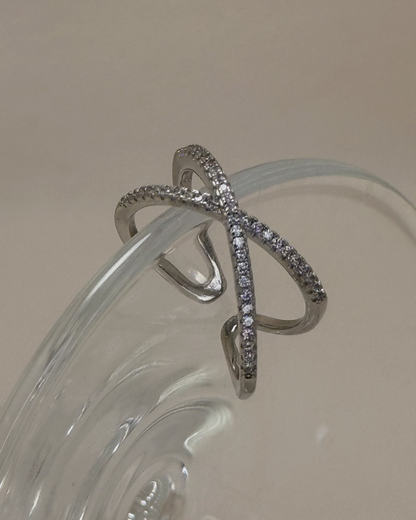 X形鑲石開口戒指