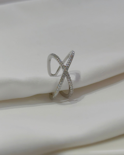 X形鑲石開口戒指