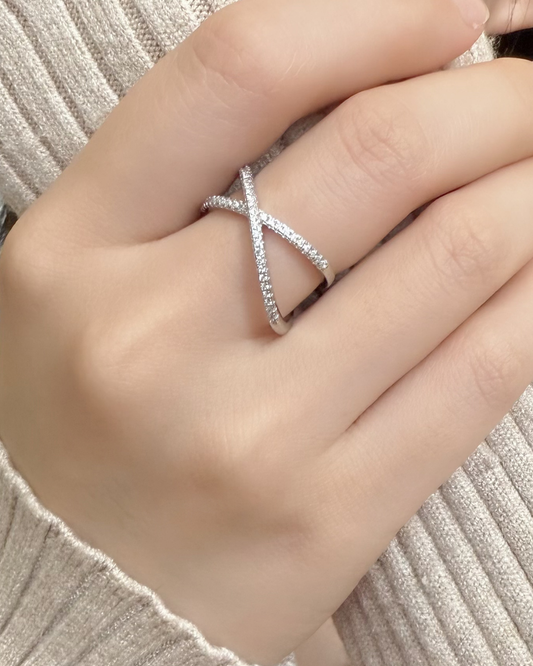 Cubic Zirconia Criss-Cross Open Ring
