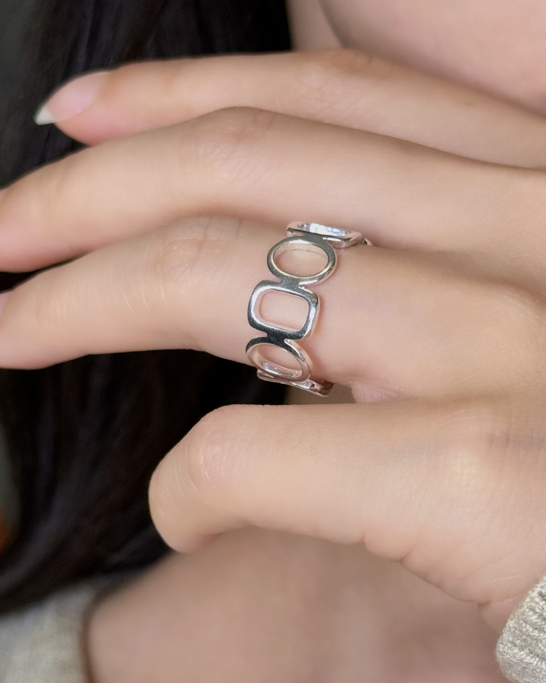 不規則設計方圓開口戒指