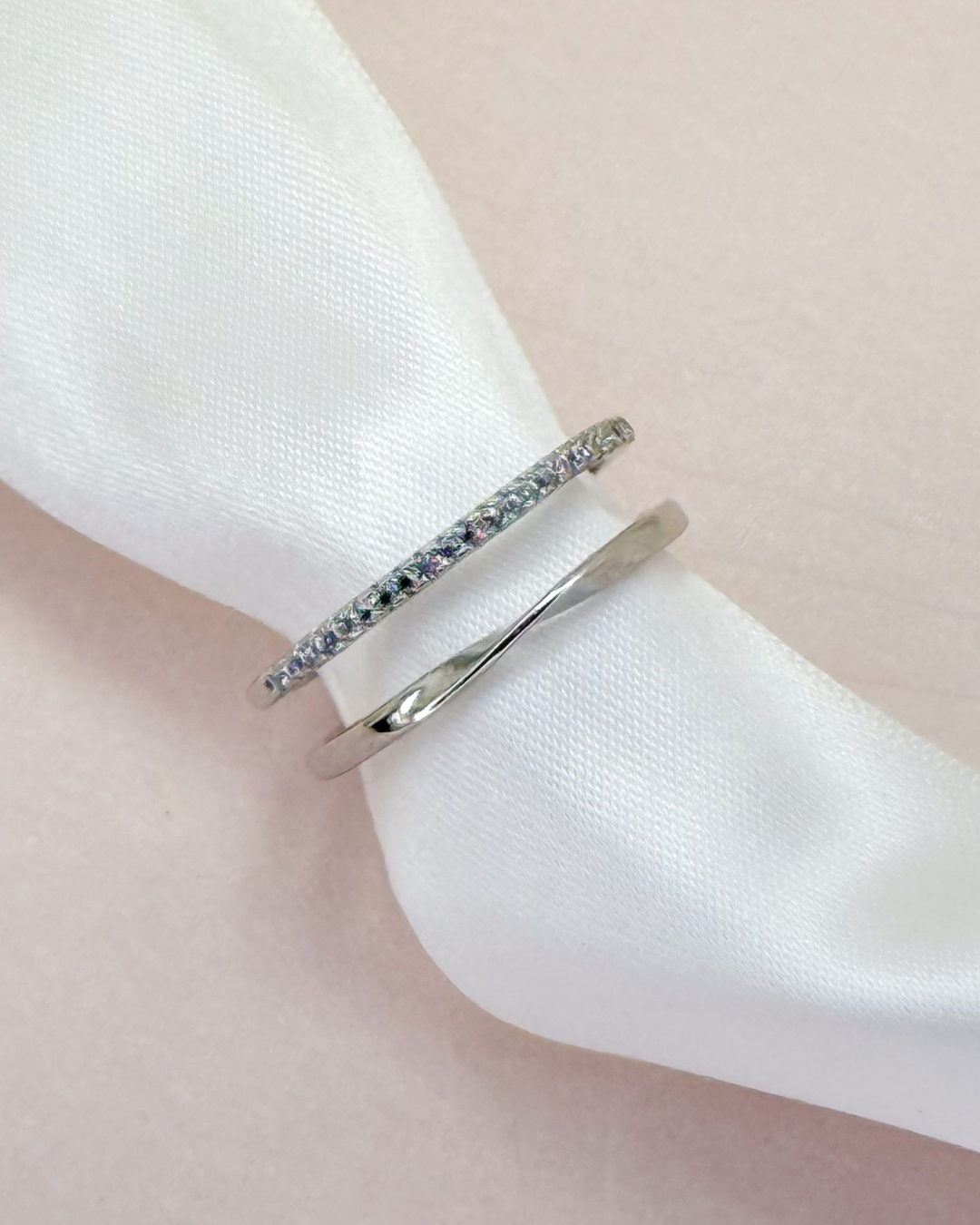 Cubic Zirconia Dual Stacking Open Ring