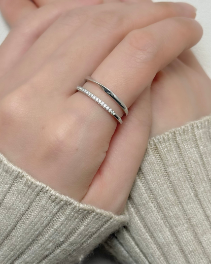 Cubic Zirconia Dual Stacking Open Ring