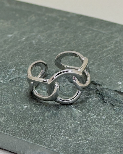 大小圈鍊條開口戒指